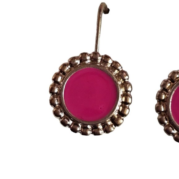 Vintage ALLISON REED Drop Dangle Fish Hook Pink Silver Tone  PIERCED EAR… - Picture 7 of 9